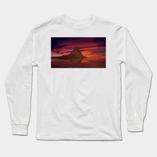 Kirkjufell Mountain Sunset Painting Long Sleeve T-Shirt